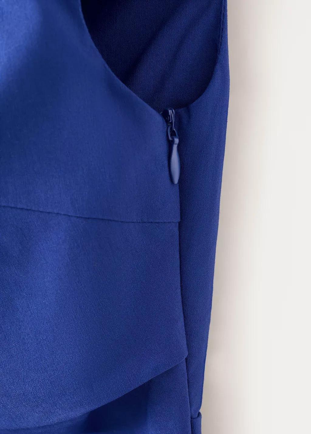 Blue Asymmetric Neckline Dress With Knot Detail, Medium Blue, large image number 1