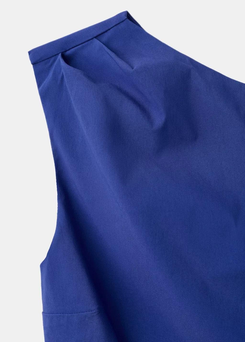 Blue Asymmetric Neckline Dress With Knot Detail, Medium Blue, large image number 5