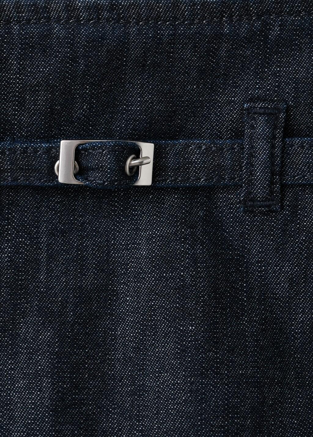 Blue Denim Culottes With Belt, Open Blue, large image number 1