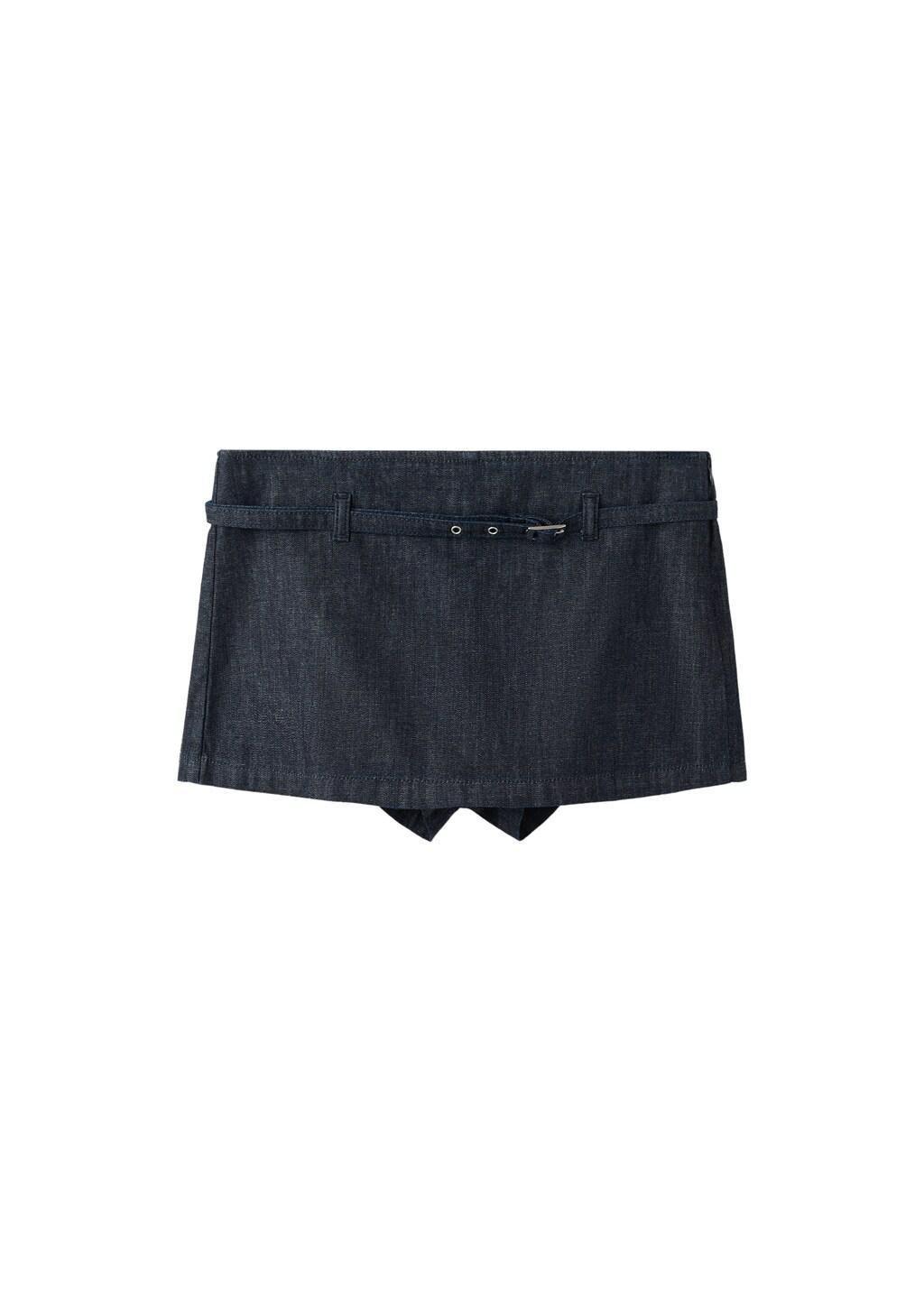Blue Denim Culottes With Belt, Open Blue, large image number 4