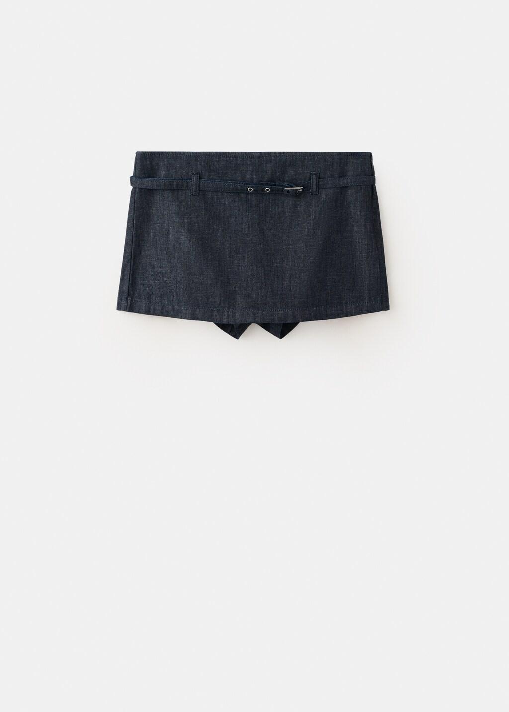 Blue Denim Culottes With Belt, Open Blue, large image number 5