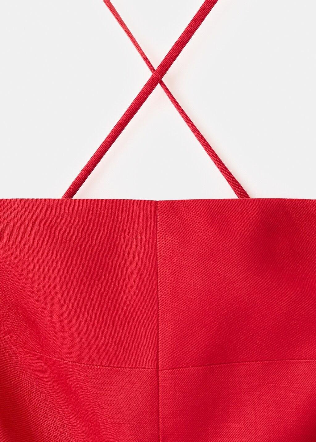 Red Cross-Back Linen Blend Playsuit, Red, medium