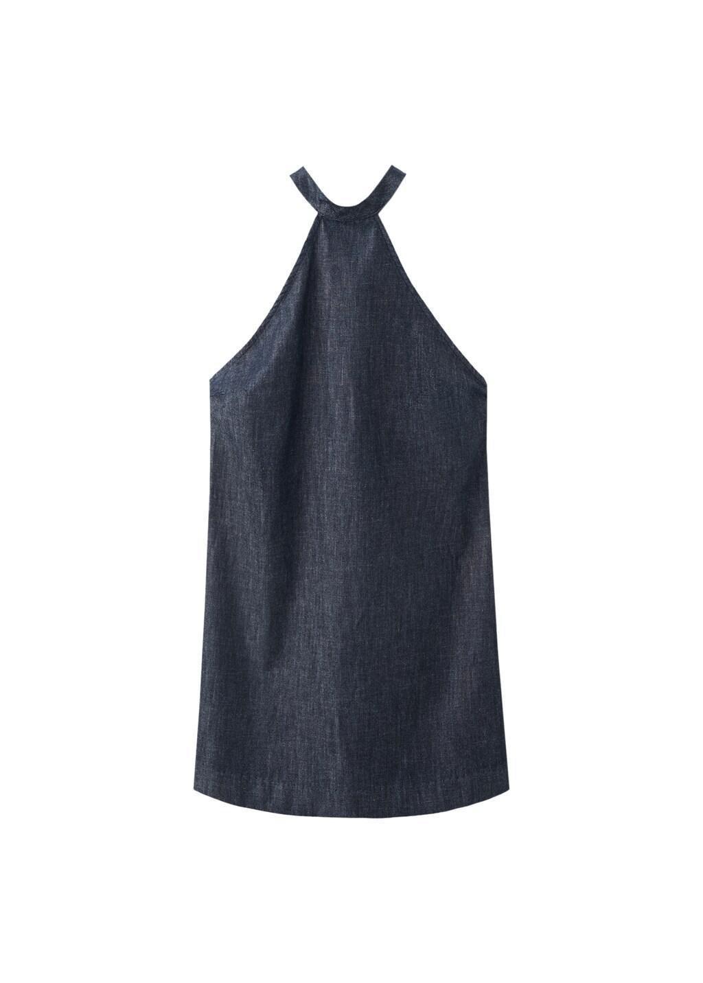Blue Halter Denim Dress, Open Blue, large image number 0