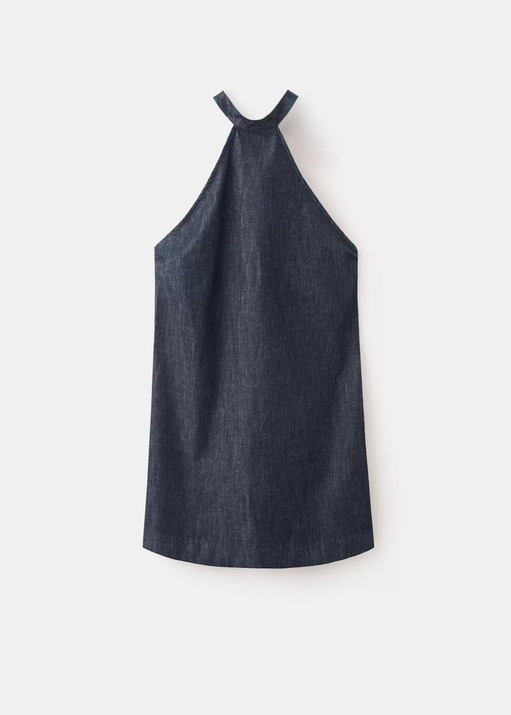 Blue Halter Denim Dress, Open Blue, large image number 2