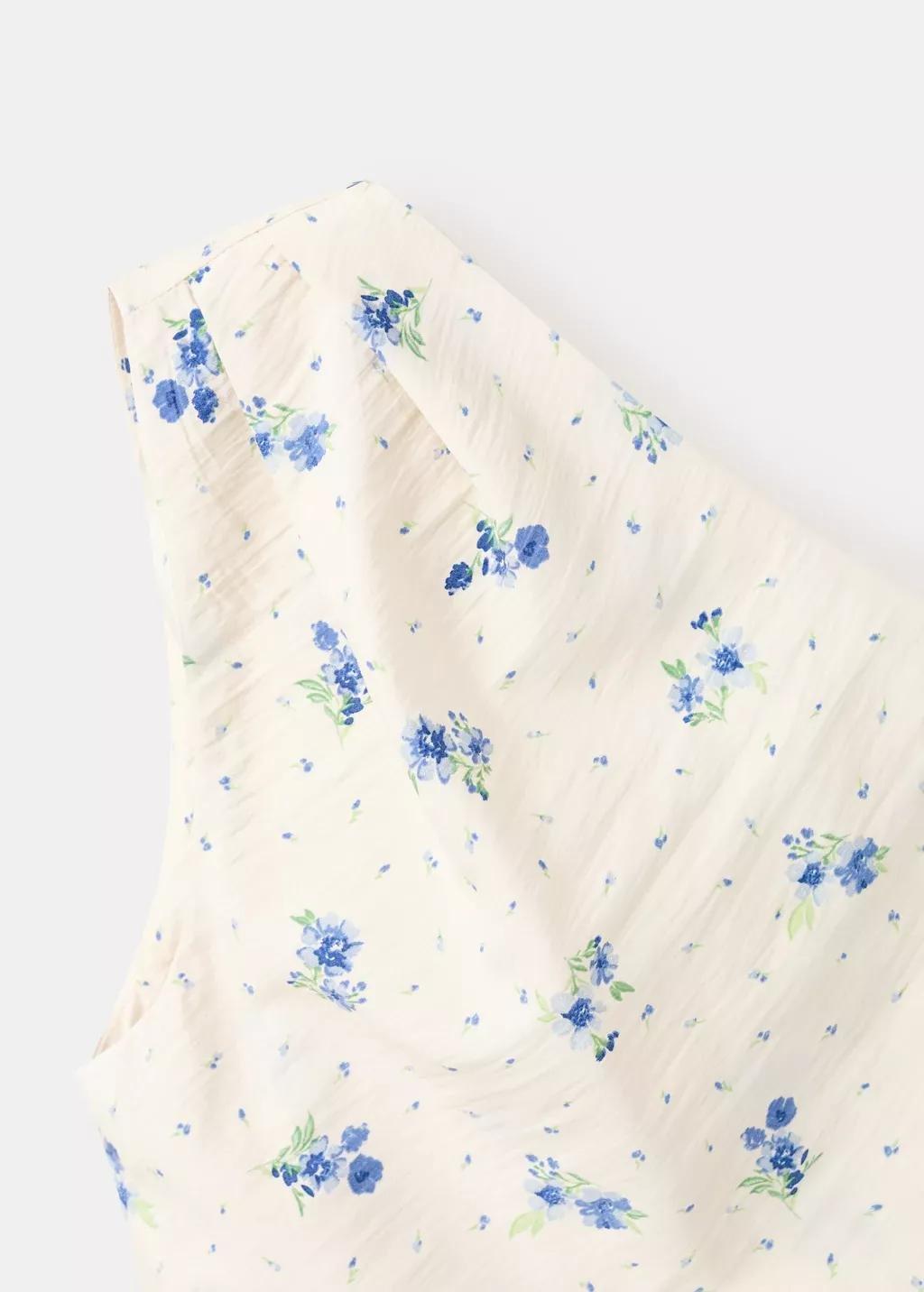 White Floral Asymmetrical Top, White, large image number 4