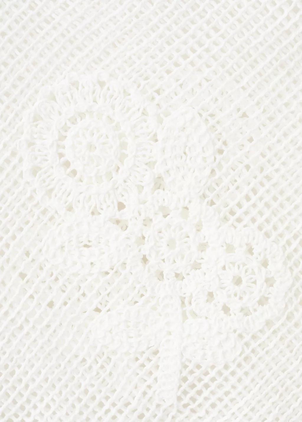 White Floral Crochet Skirt, White, large image number 0