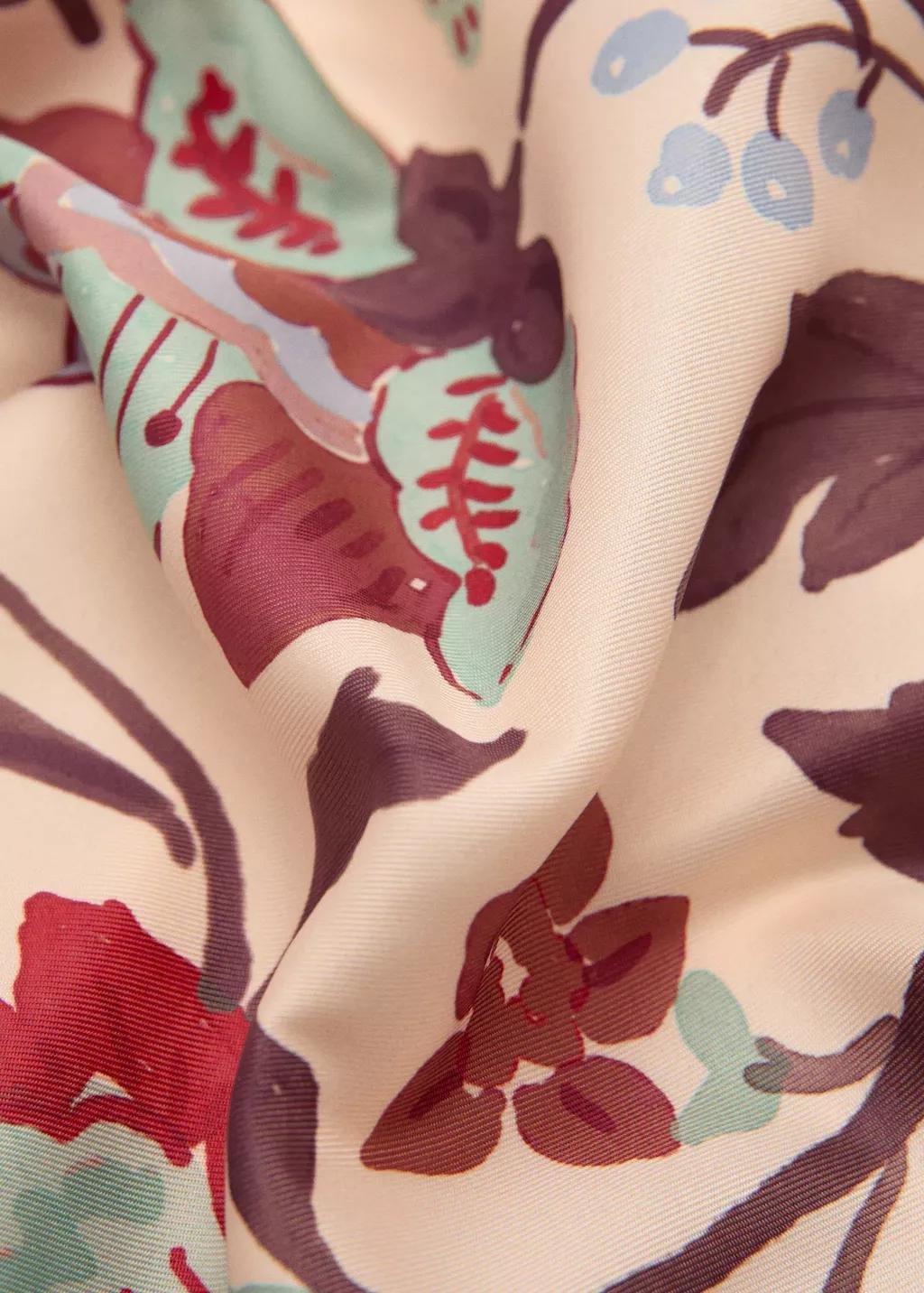 Brown Floral Print Scarf, Brown, medium