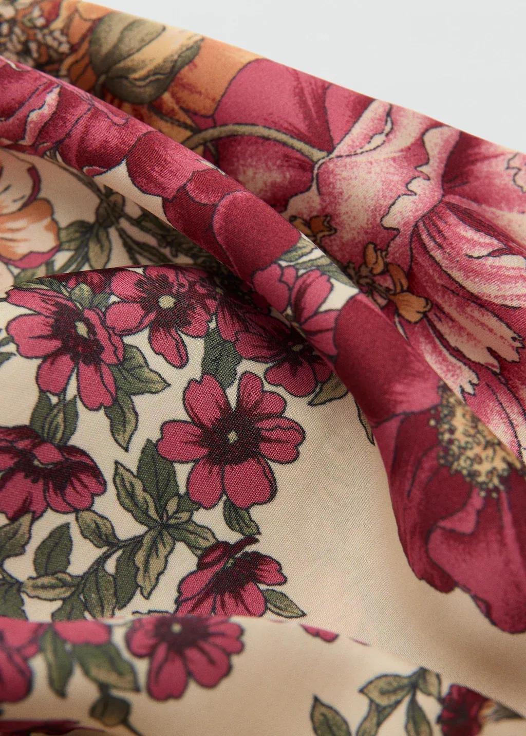 Beige Floral Print Scarf, Light Beige, medium