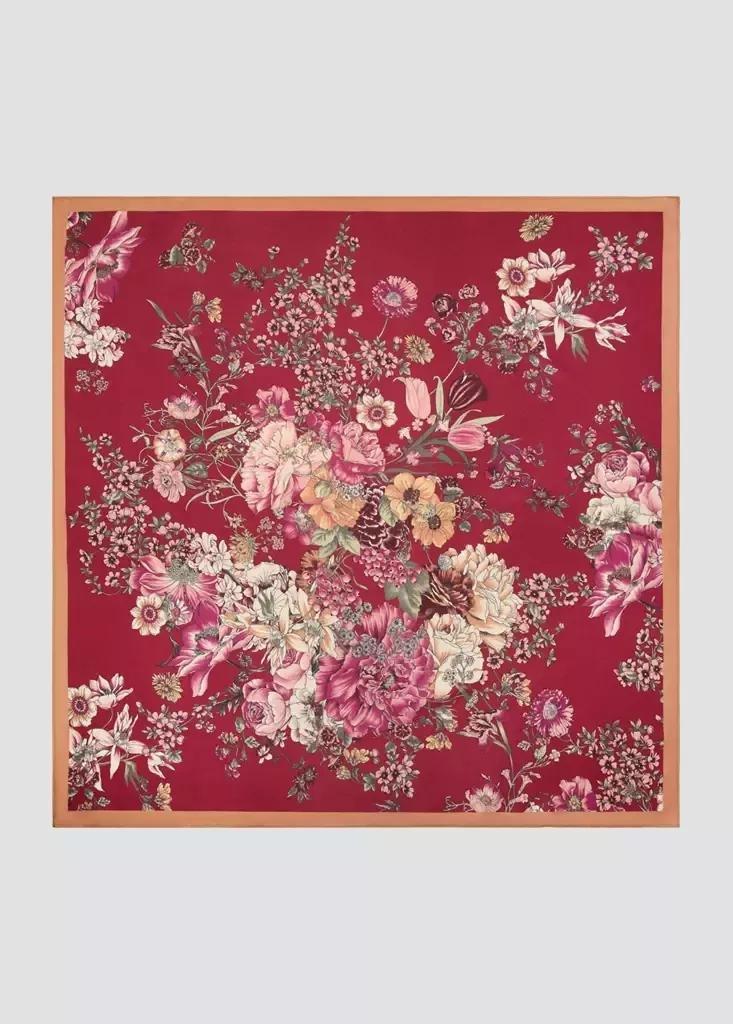 Brown Floral Print Scarf, , large image number 0