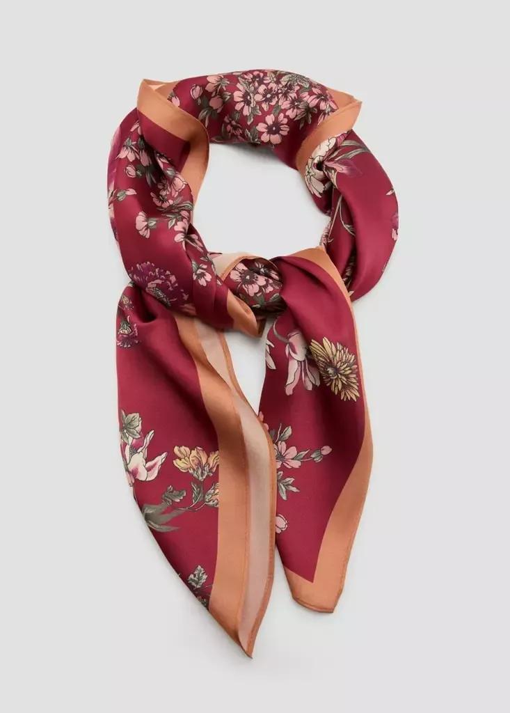 Brown Floral Print Scarf, , medium