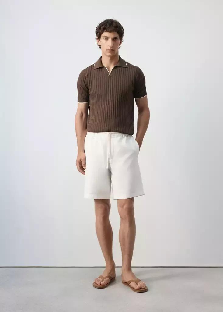 WHITE Relaxed fit cotton-linen blend Bermuda shorts, Men, Natural White, large image number 0