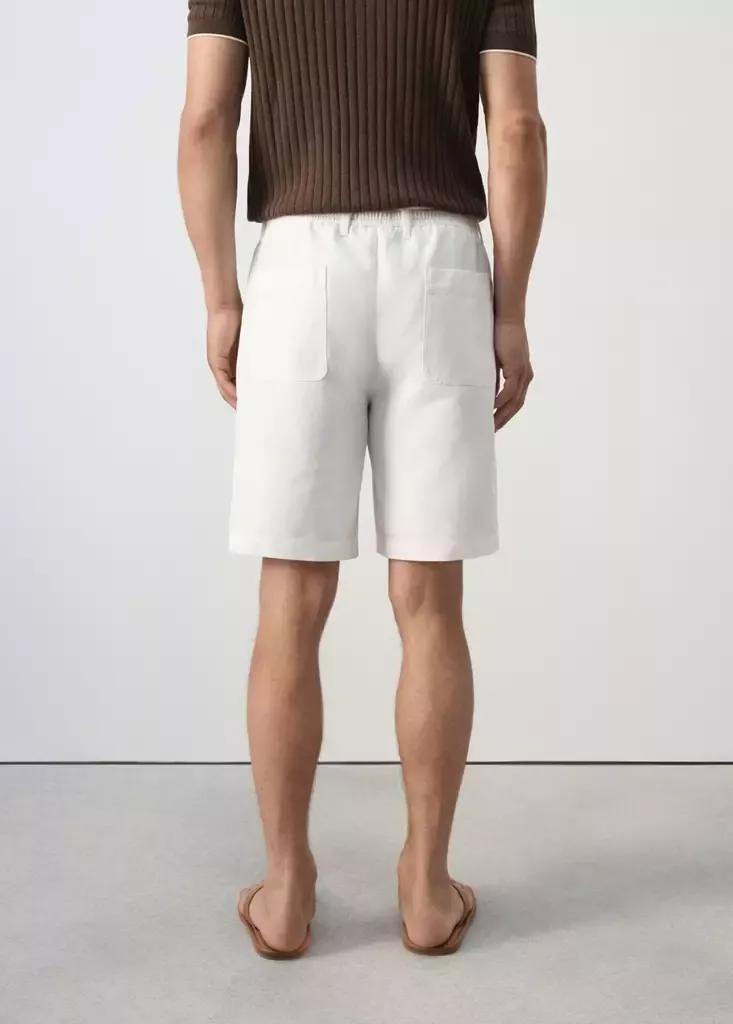 WHITE Relaxed fit cotton-linen blend Bermuda shorts, Men, Natural White, medium