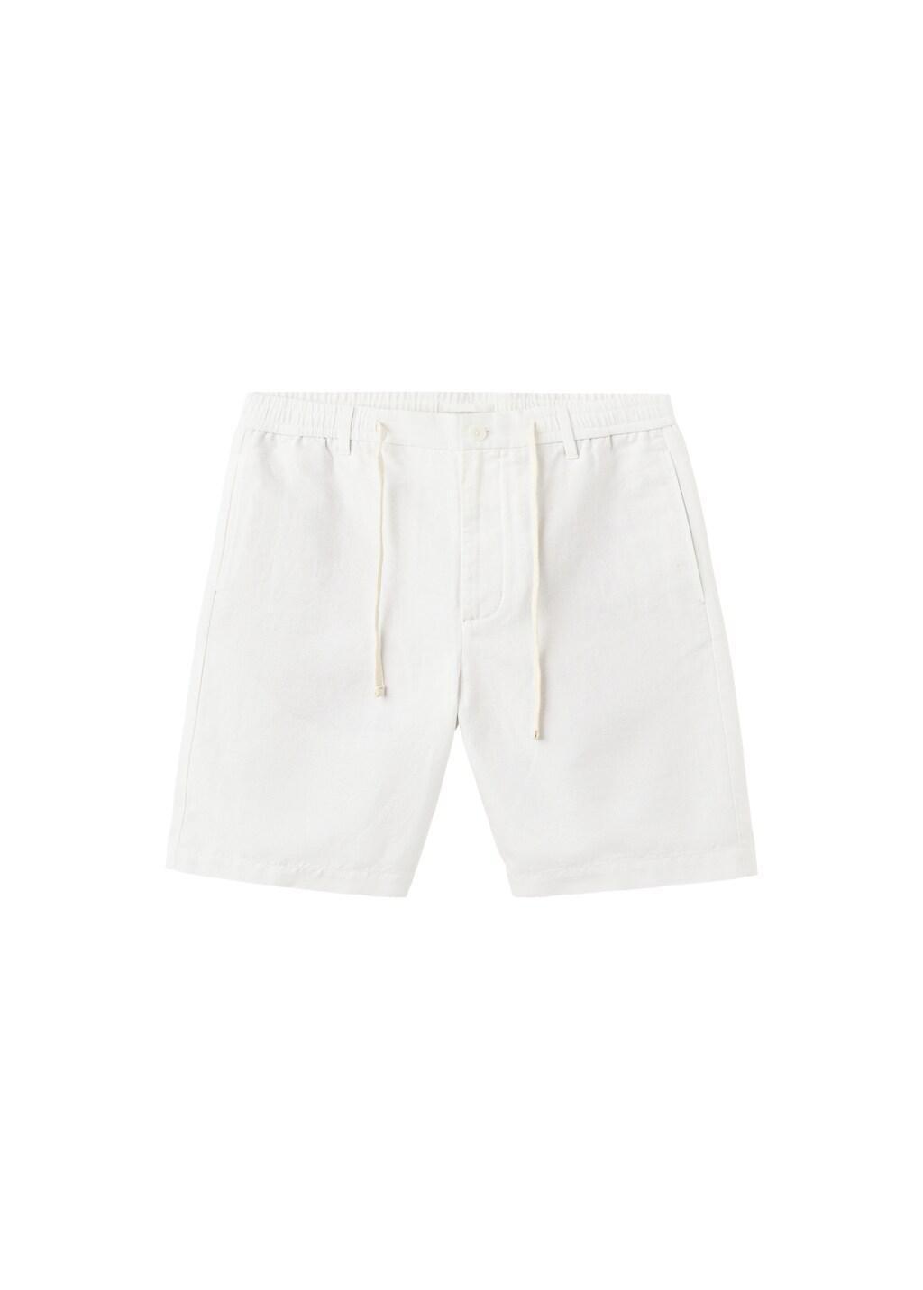 WHITE Relaxed fit cotton-linen blend Bermuda shorts, Men, Natural White, large image number 4