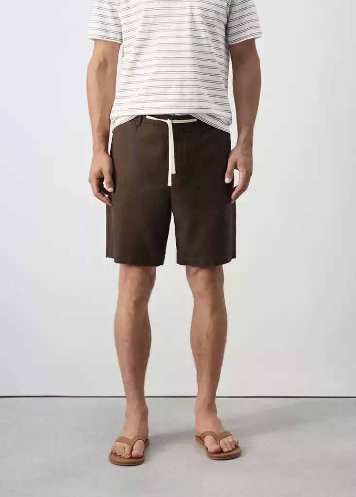 Brown Relaxed Fit Cotton-Linen Blend Bermuda Shorts, Brown, large image number 1
