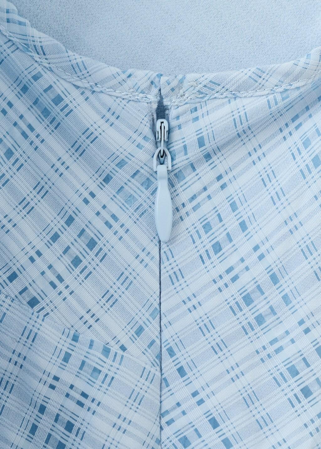 Blue Asymmetric Hem Checked Dress, Light-Pastel Blue, large image number 2