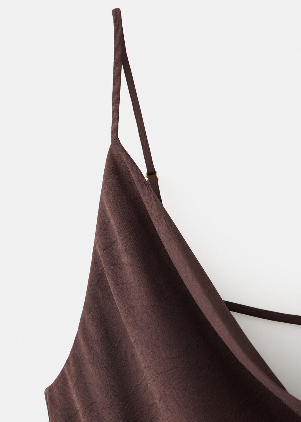 Brown Draped Dress With A Crinkled Effect, Dark Brown, medium
