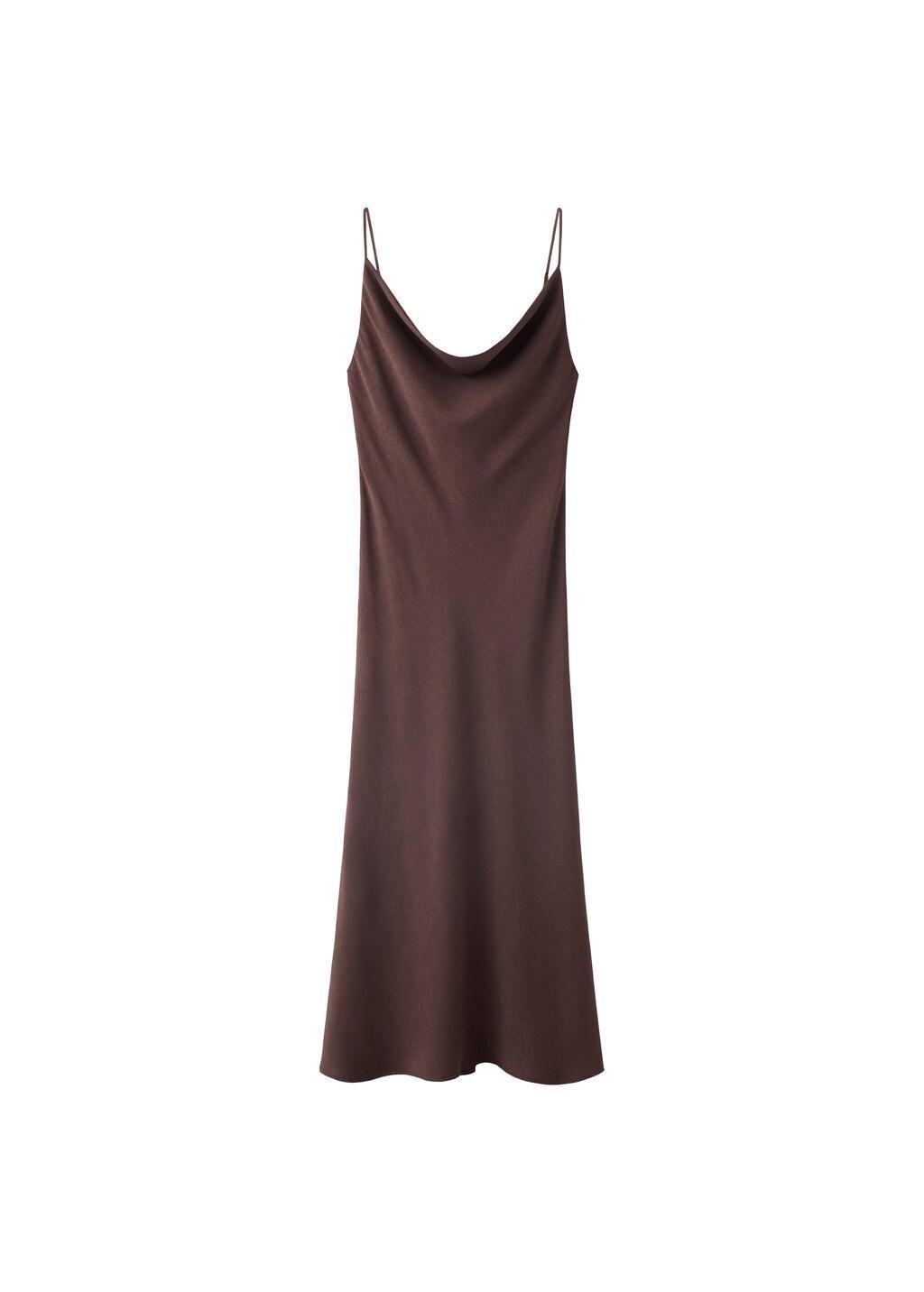 Brown Draped Dress With A Crinkled Effect, Dark Brown, large image number 3