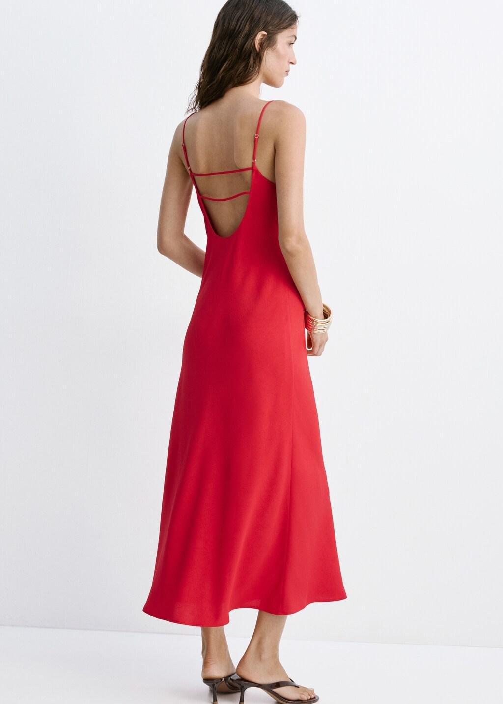 Red Draped Dress With A Crinkled Effect, Red, medium