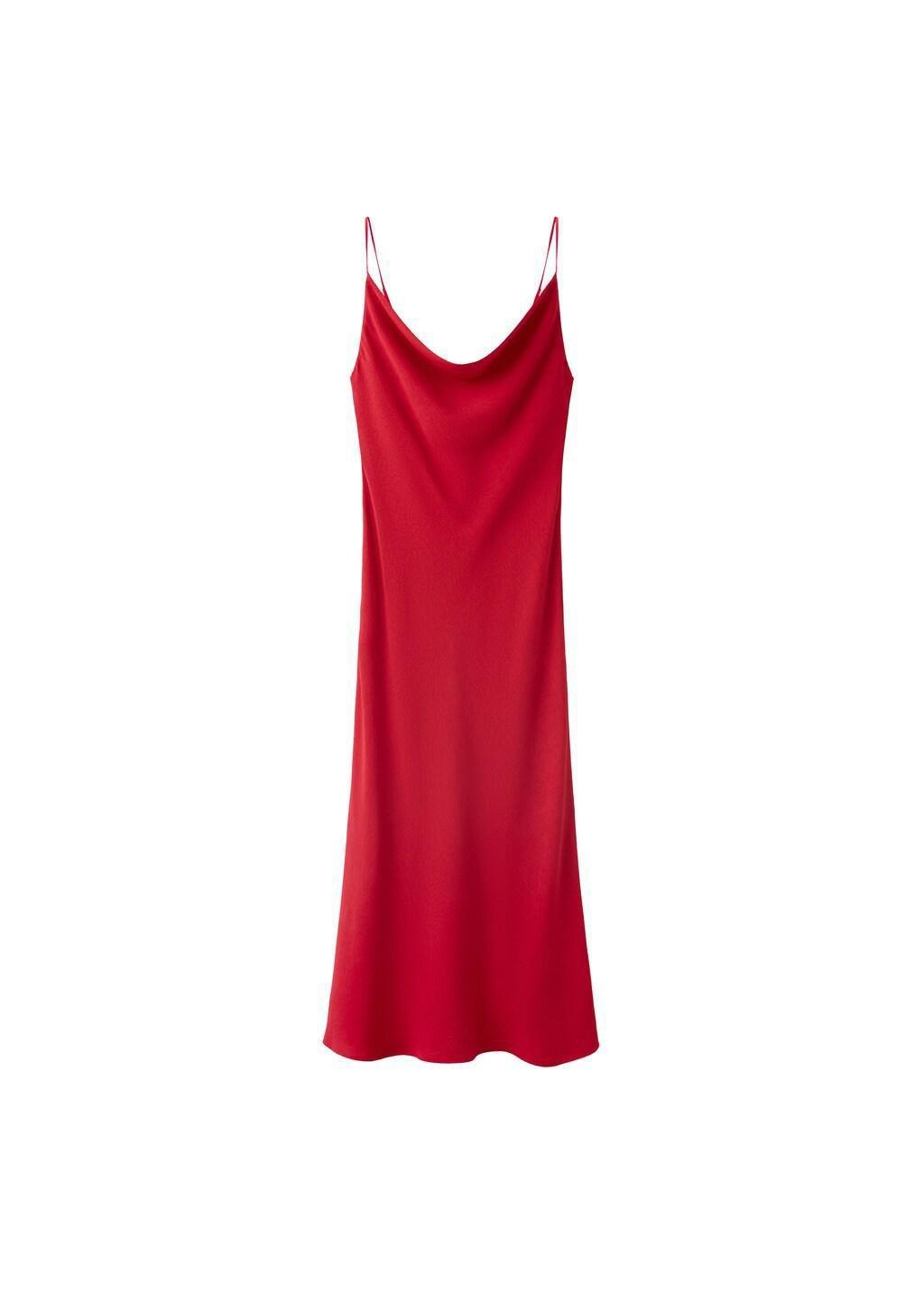 Red Draped Dress With A Crinkled Effect, Red, large image number 6