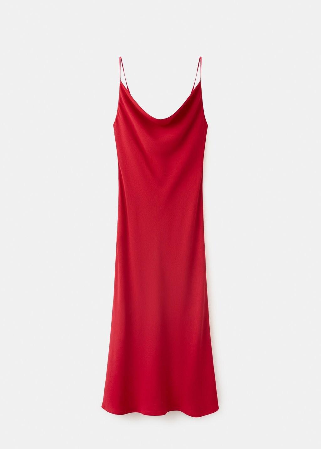 Red Draped Dress With A Crinkled Effect, Red, large image number 7