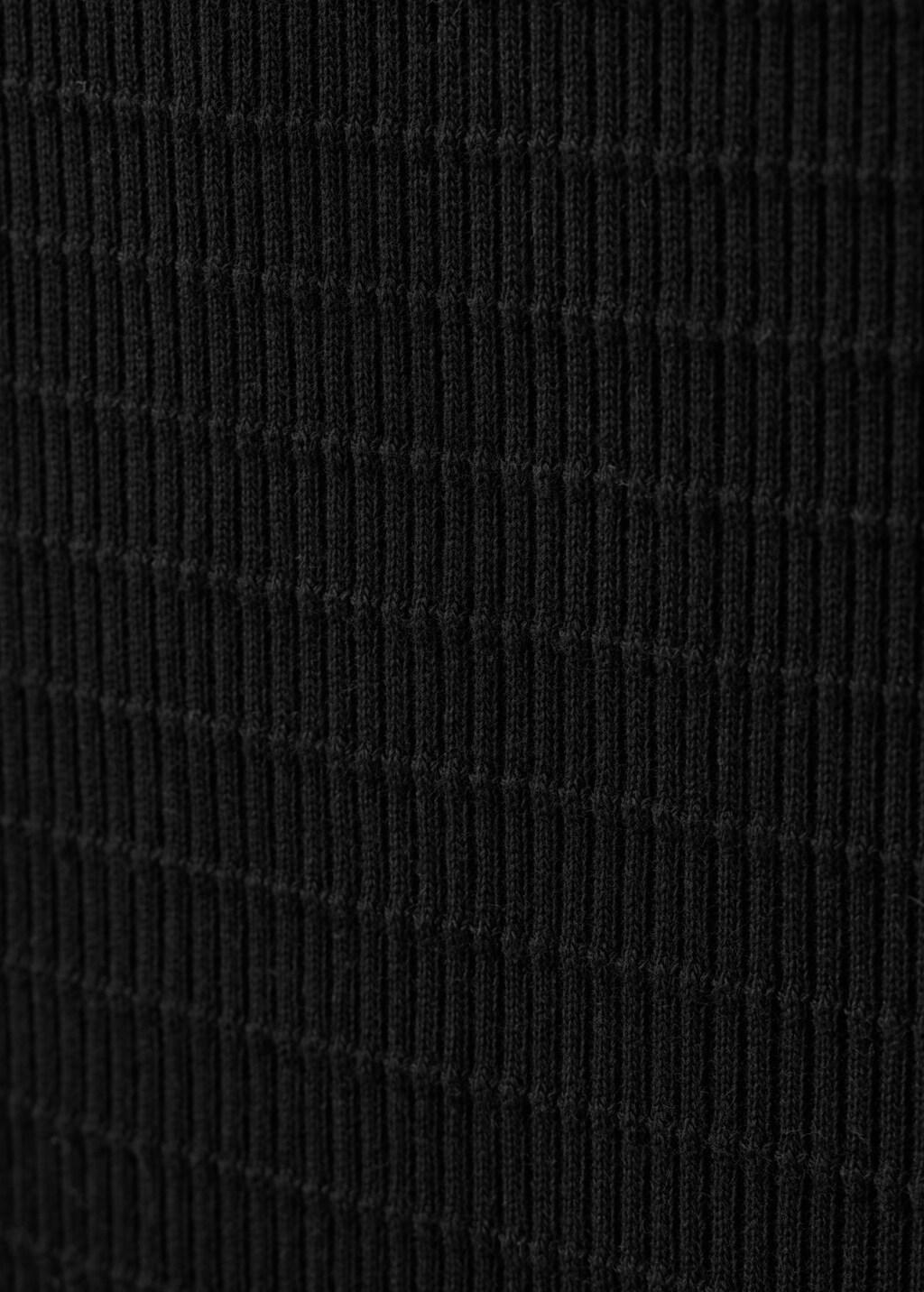 Black 100% Cotton Texture Polo Shirt, Black, large image number 2