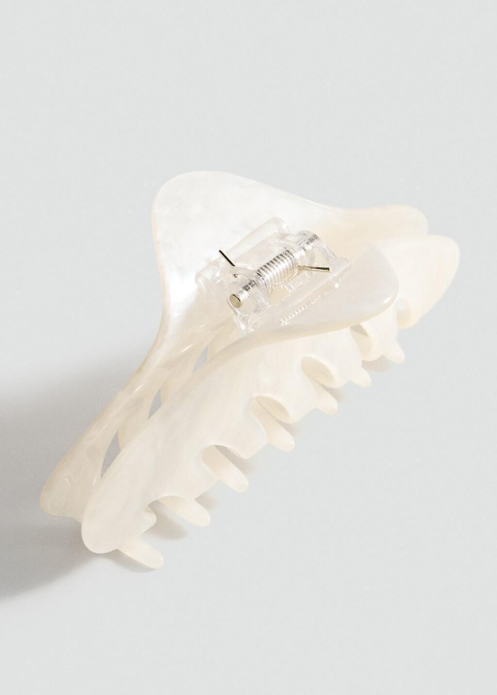 Beige Pearl-Effect Hair Clip, Light Beige, large image number 0