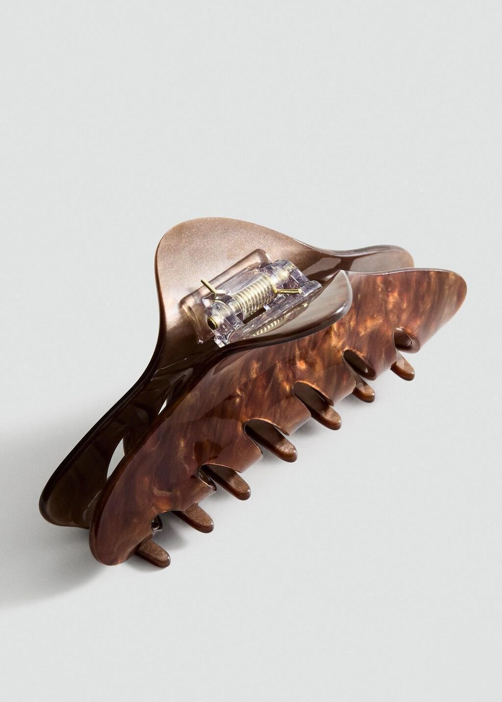 Brown Pearl-Effect Hair Clip, Dark Brown, large image number 0