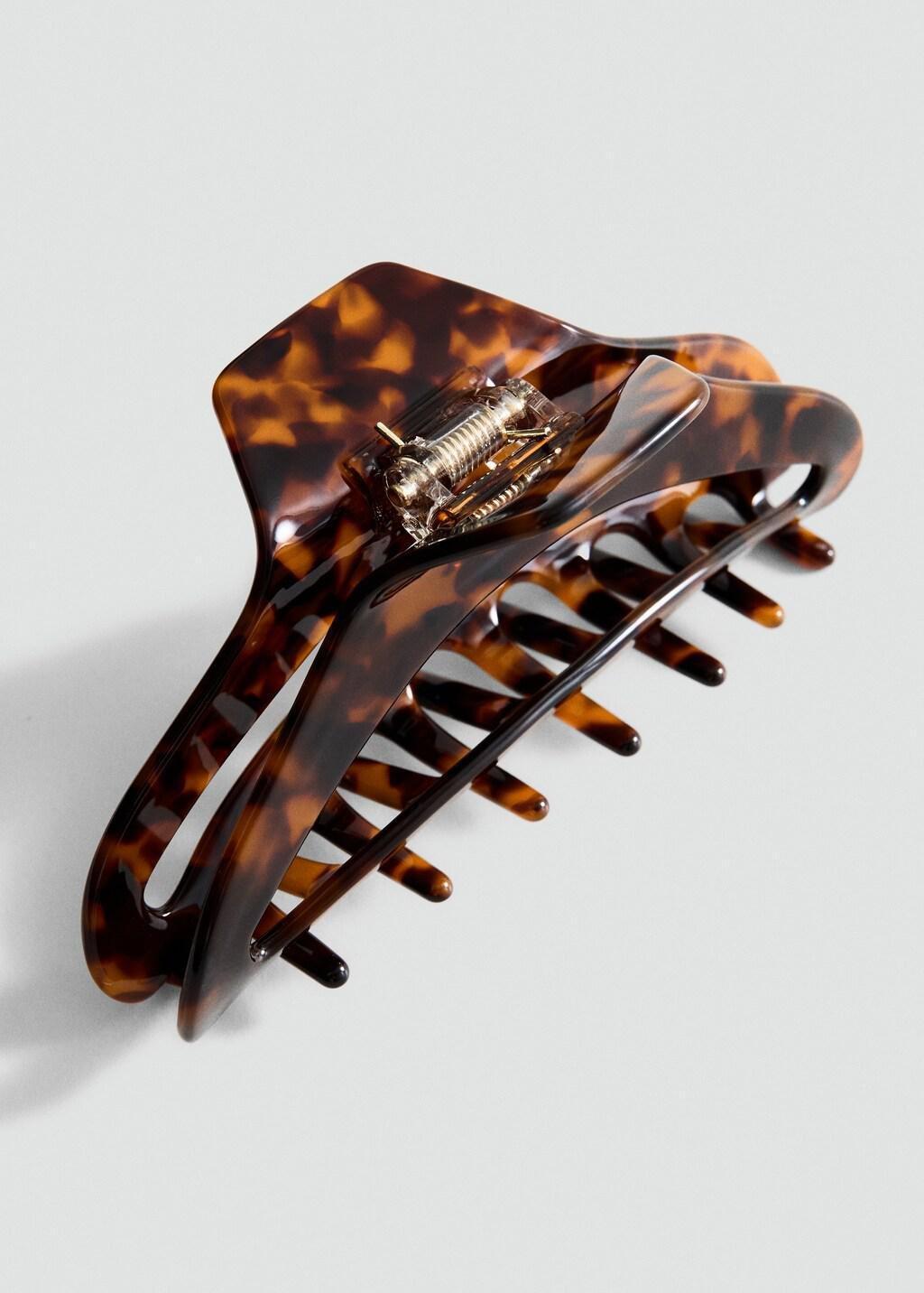 Brown Tortoiseshell Effect Hair Clip, Dark Brown, large image number 0