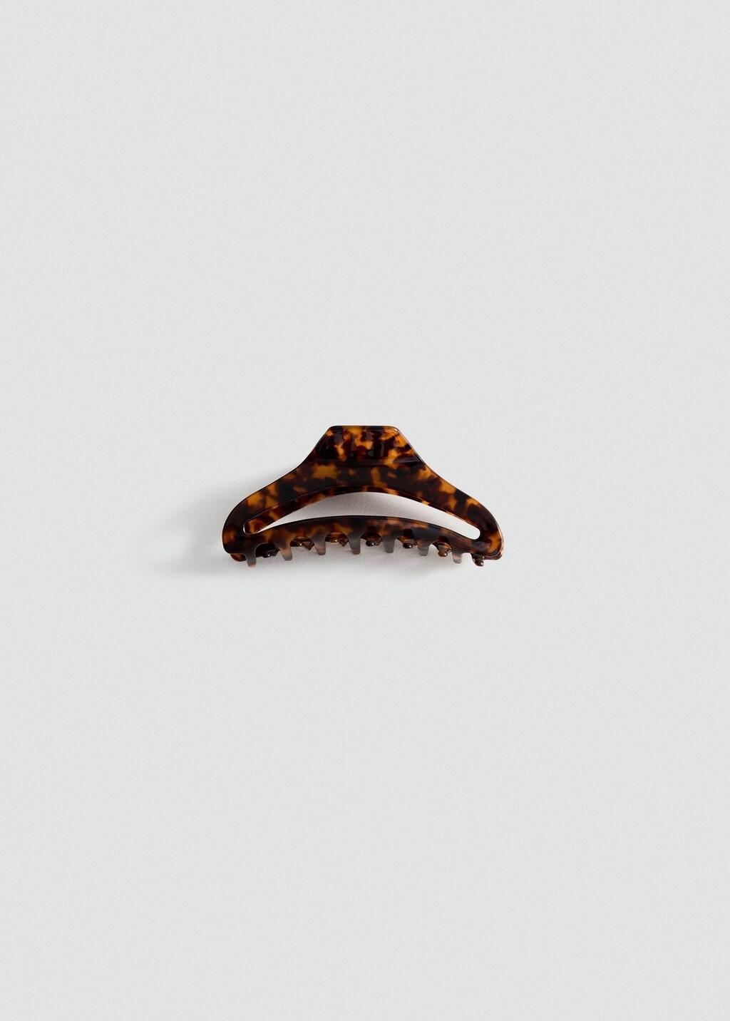 Brown Tortoiseshell Effect Hair Clip, Dark Brown, large image number 2
