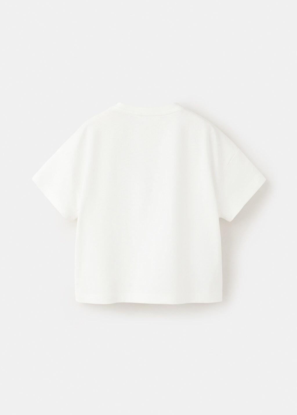 White Printed Cotton-Blend T-Shirt, Kids Girl, Natural White, medium