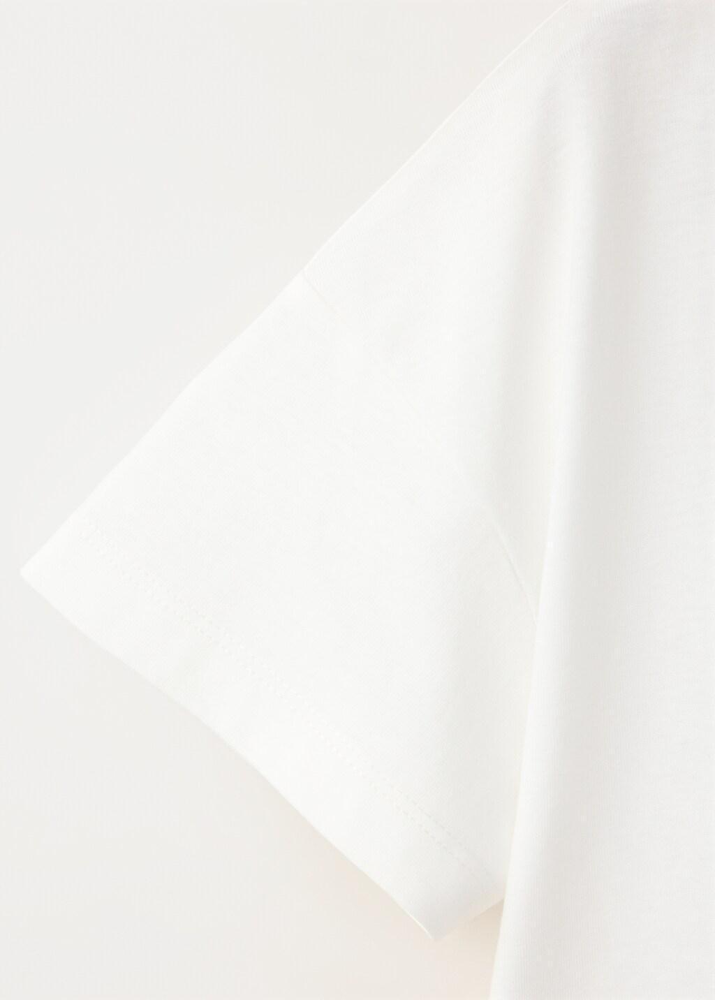 White Printed Cotton-Blend T-Shirt, Kids Girl, Natural White, large image number 3