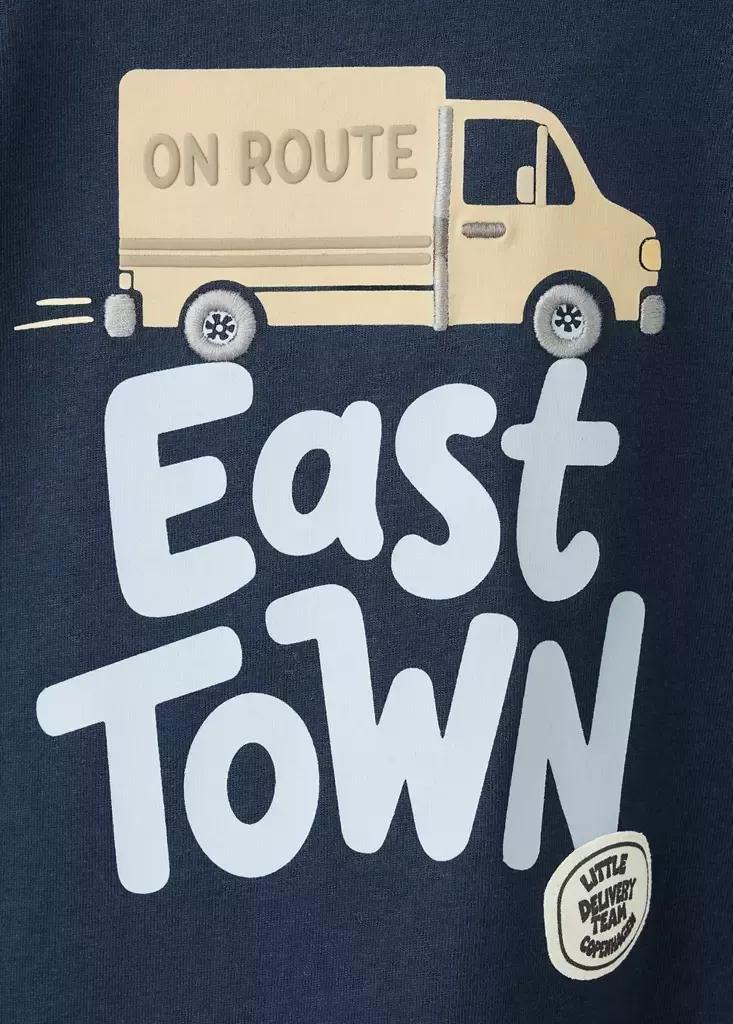 Navy Printed Cotton-Blend T-Shirt, Baby Boys, Navy, large image number 2