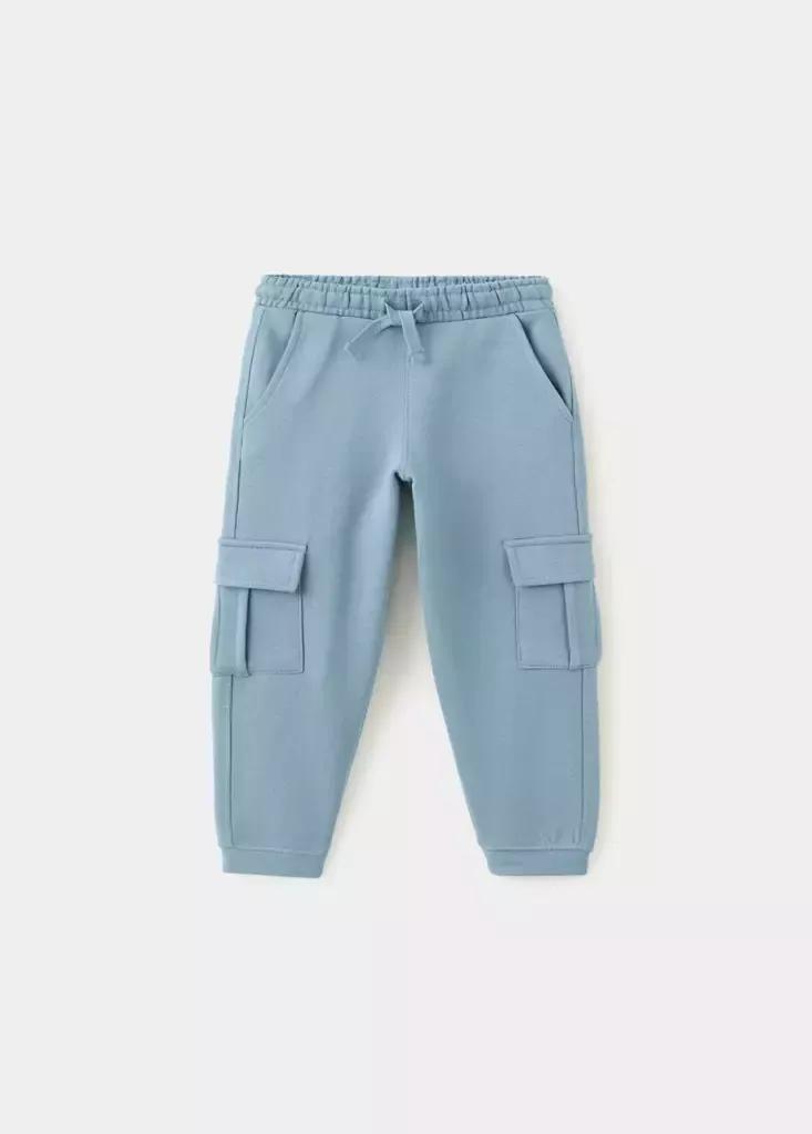Blue Cotton Cargo Trousers, Baby Boys, Medium Blue, large image number 0