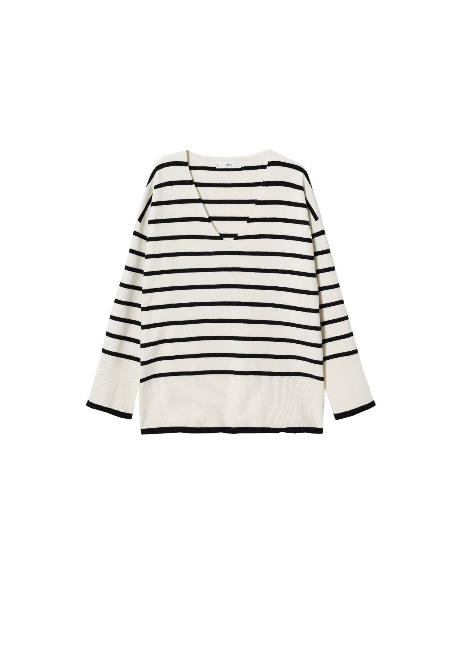 Beige Oversized Striped Sweater, , large image number 7