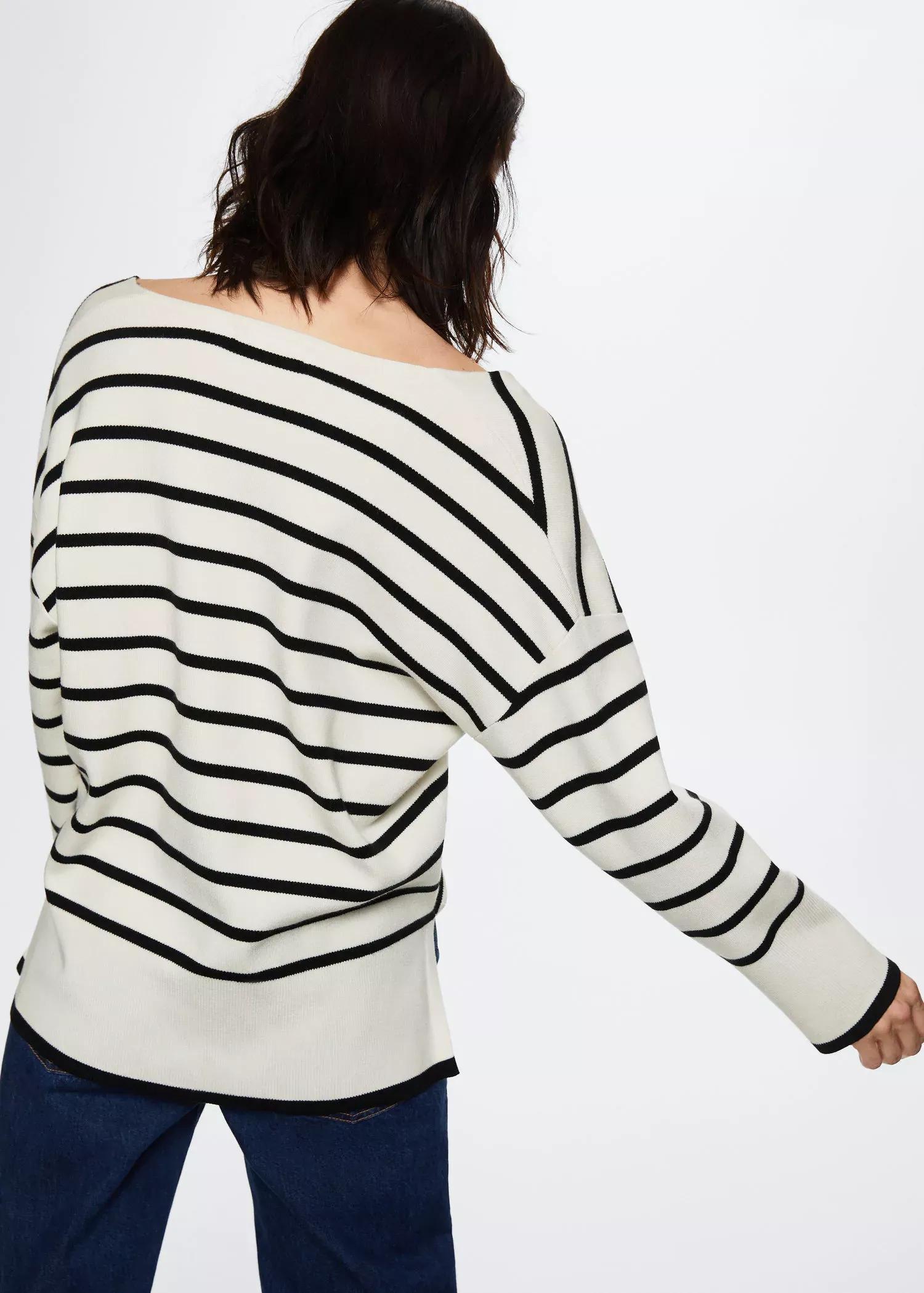 Beige Oversized Striped Sweater, , large image number 8
