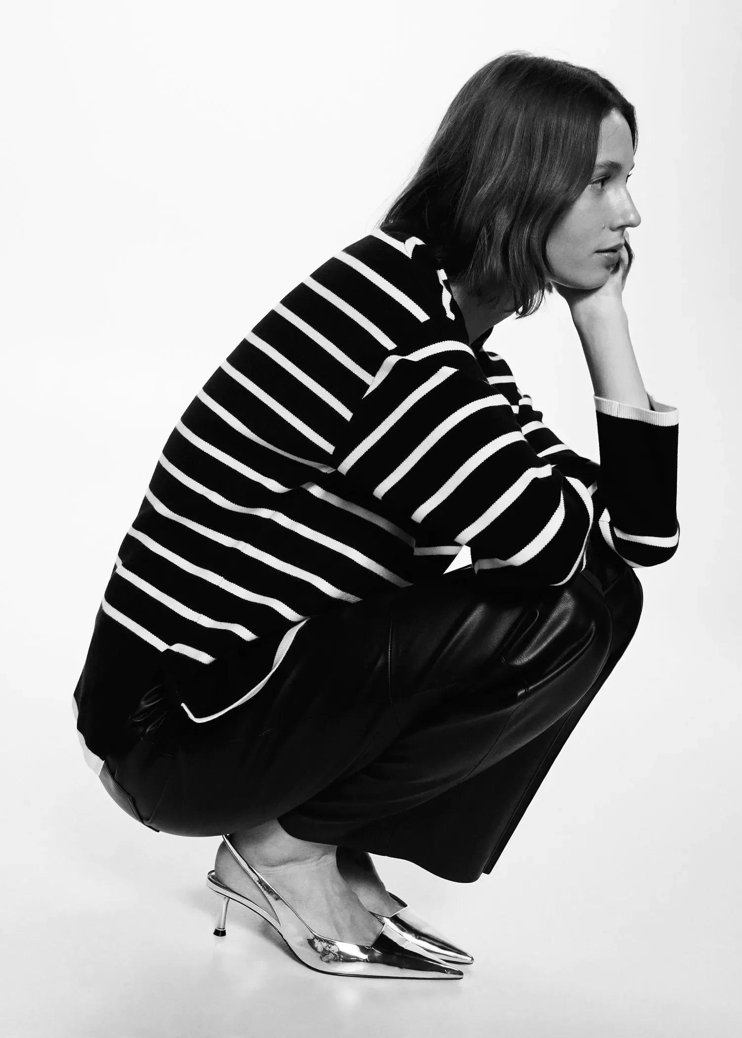Black Oversized Striped Sweater, , large image number 1