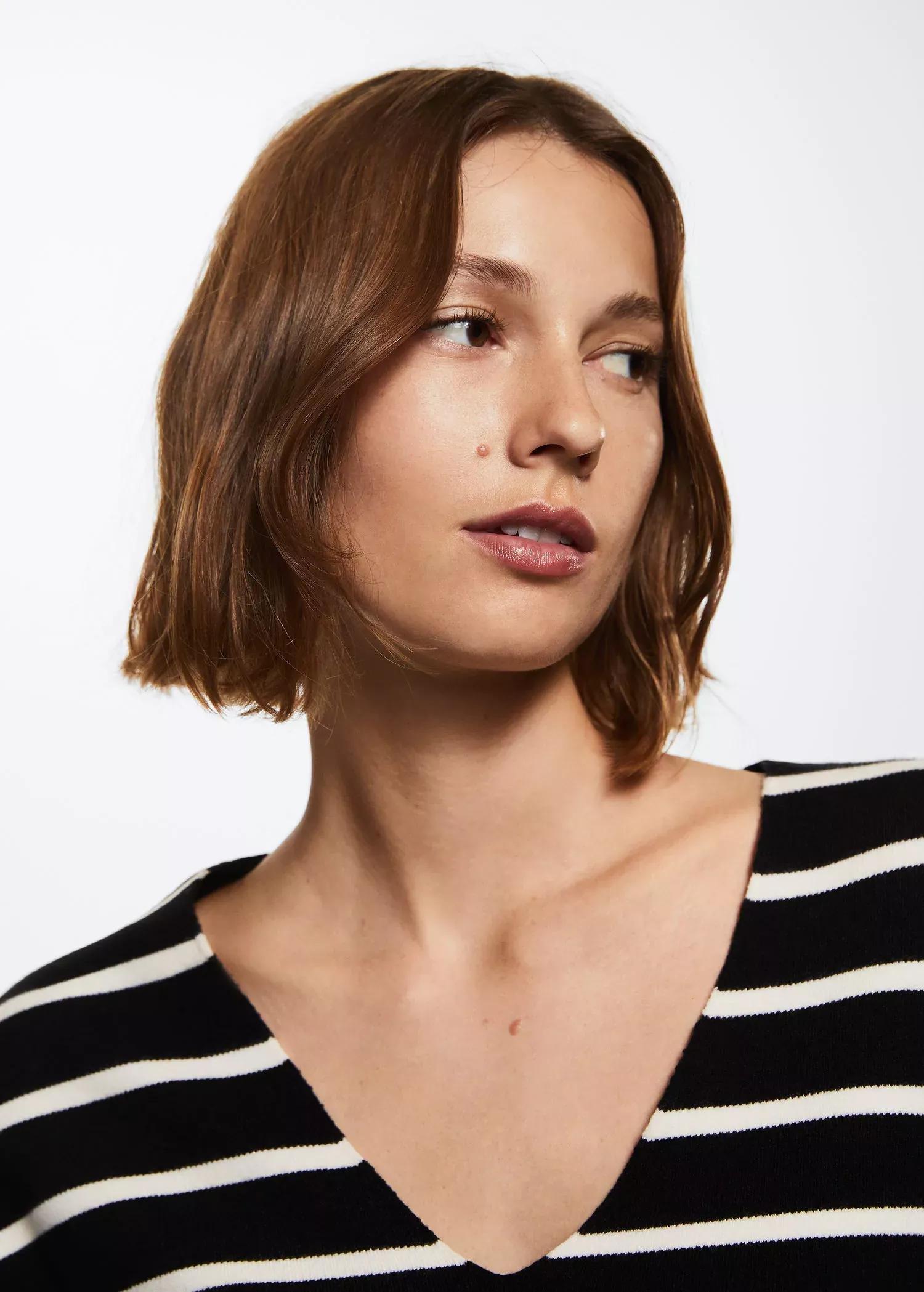 Black Oversized Striped Sweater, , large image number 2