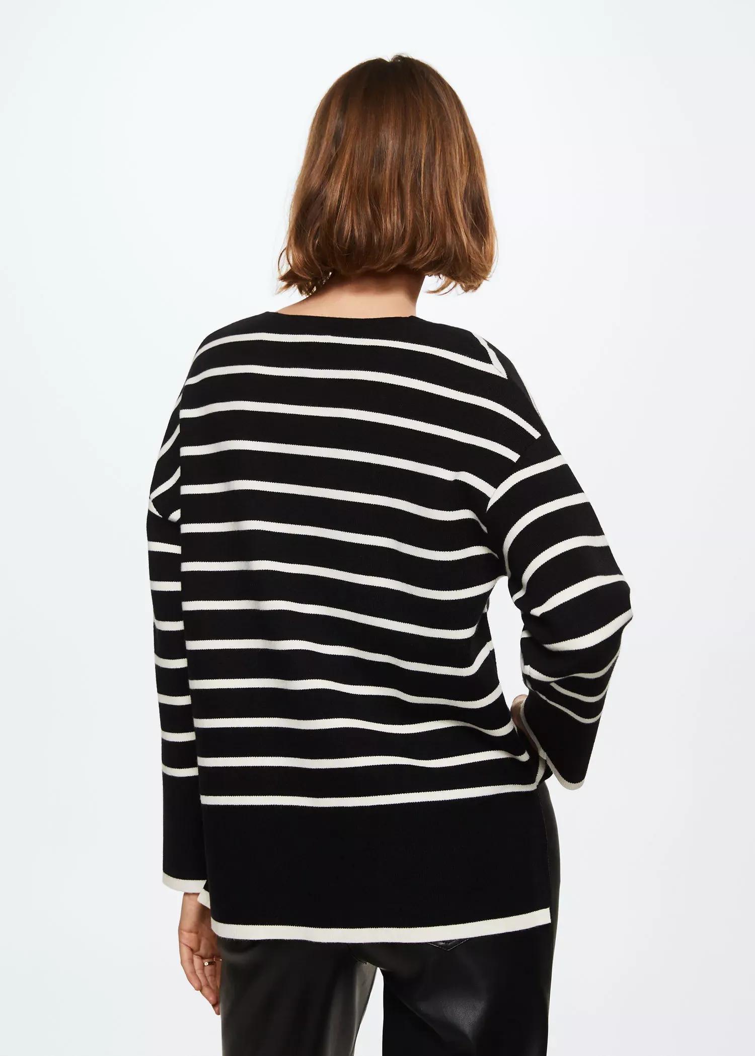 Black Oversized Striped Sweater, , large image number 4
