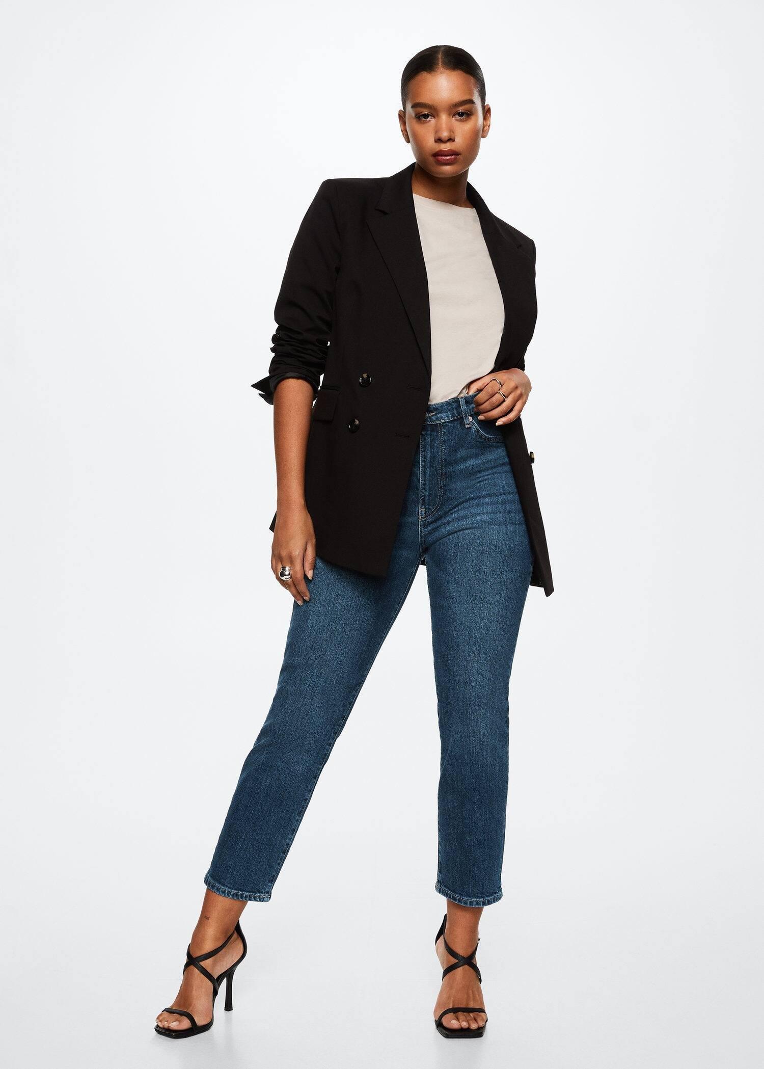 Blue Slim Cropped Jeans, , large image number 5