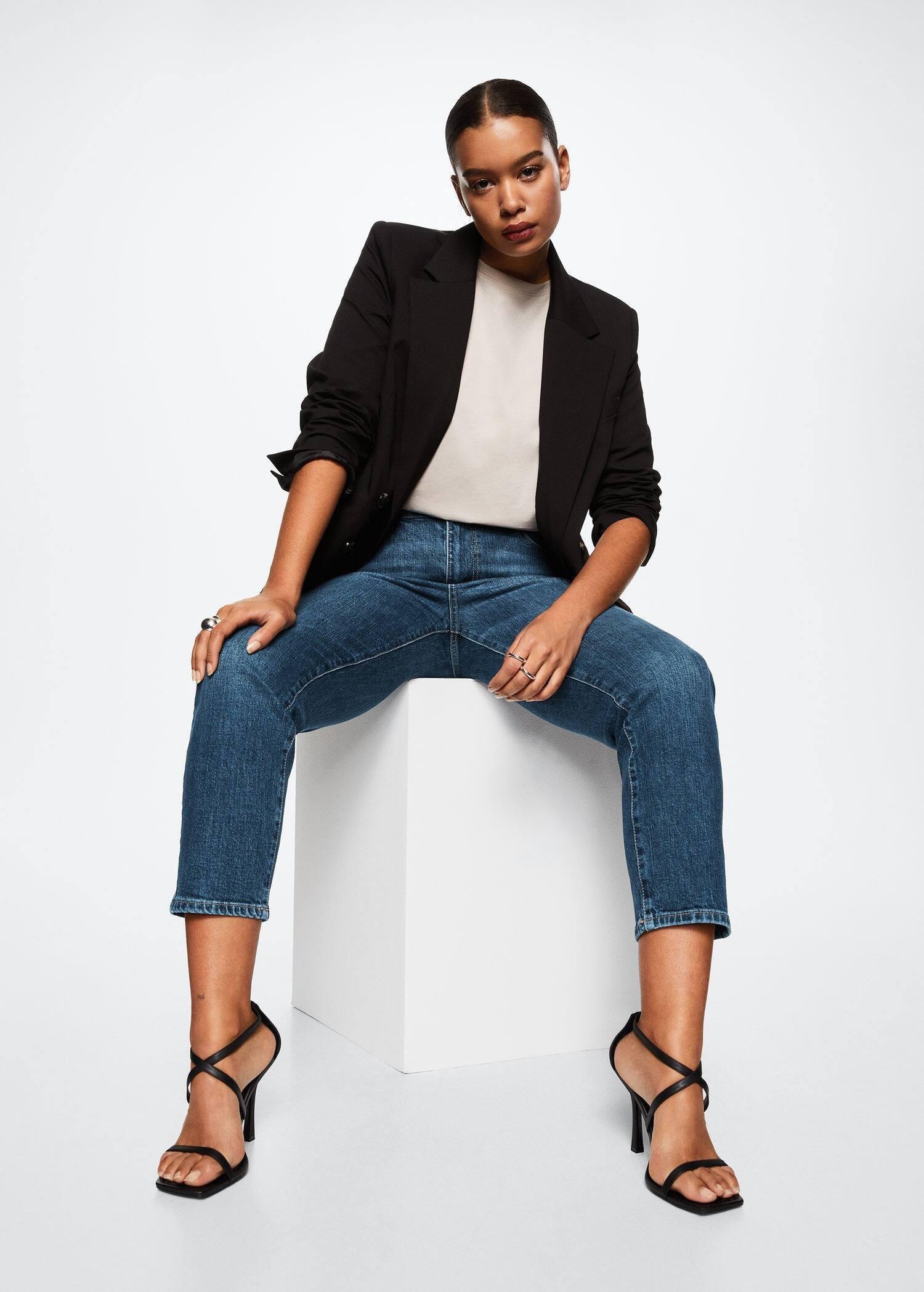 Blue Slim Cropped Jeans, , large image number 7