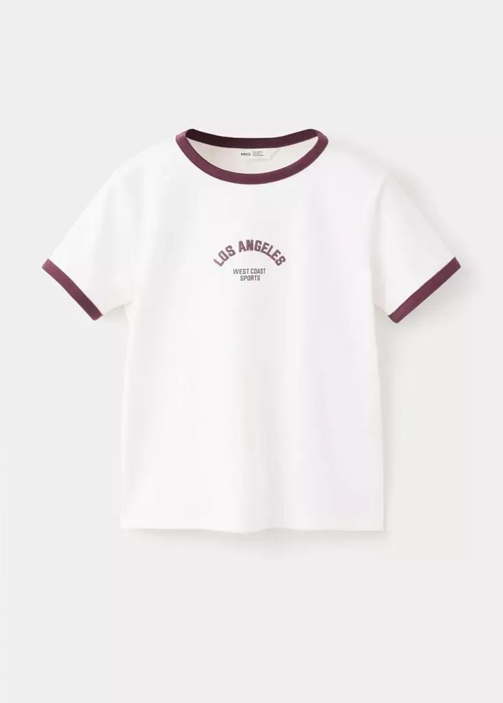 White Bicolour Printed T-Shirt, Kids Girls, Natural White, large image number 0