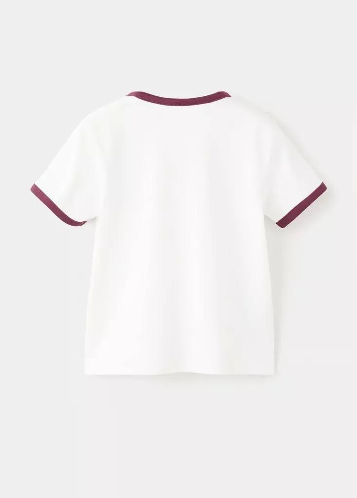 White Bicolour Printed T-Shirt, Kids Girls, Natural White, medium