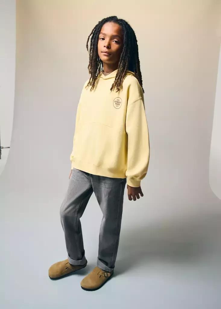 YELLOW Balloon-fit hoodie, Kids Boy, Yellow, medium