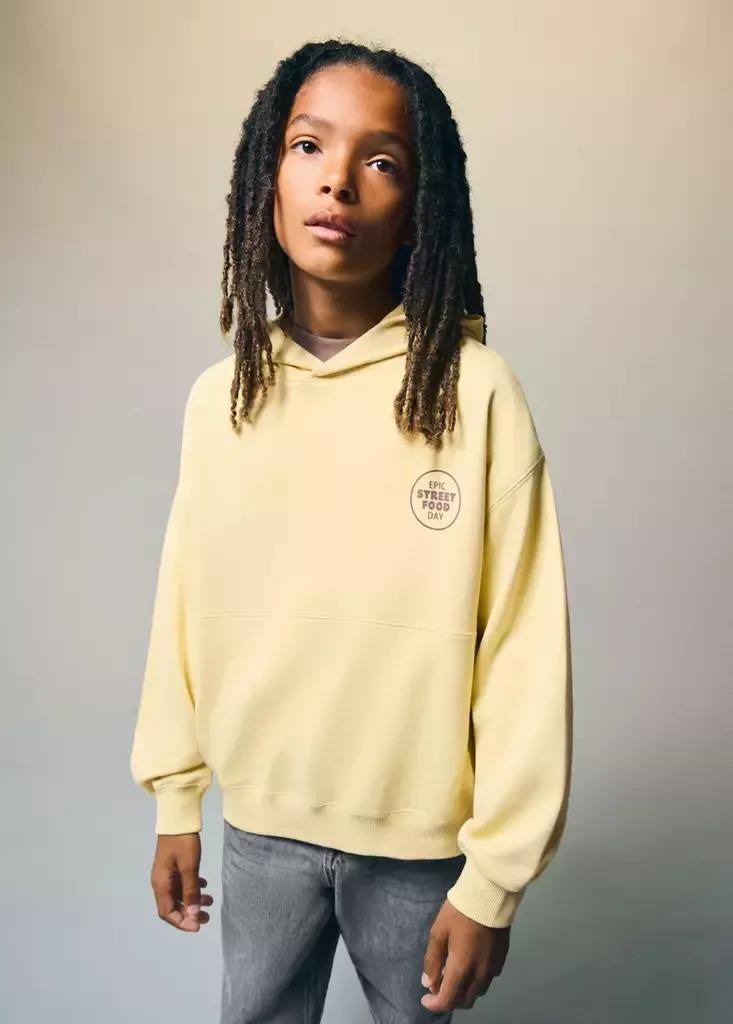 YELLOW Balloon-fit hoodie, Kids Boy, Yellow, medium