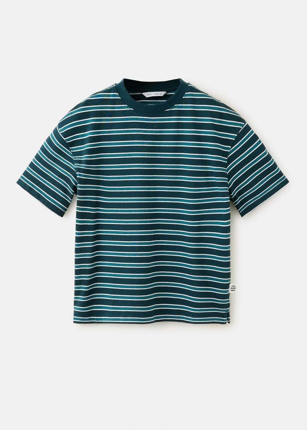 GREEN 100% cotton striped t-shirt, Kids Boys, Green, large image number 0