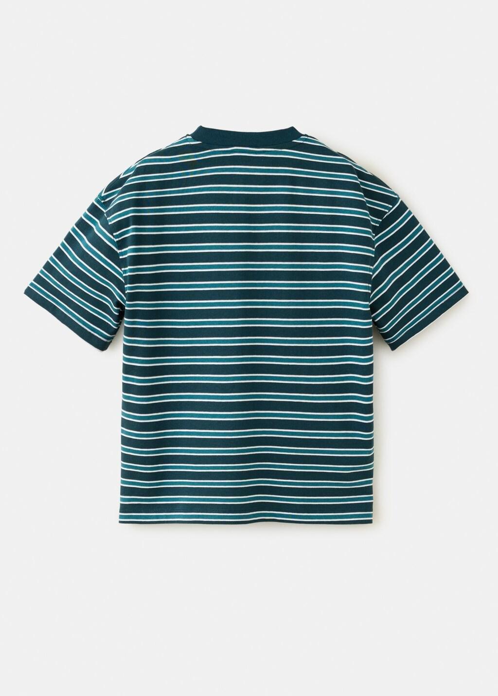 GREEN 100% cotton striped t-shirt, Kids Boys, Green, large image number 2