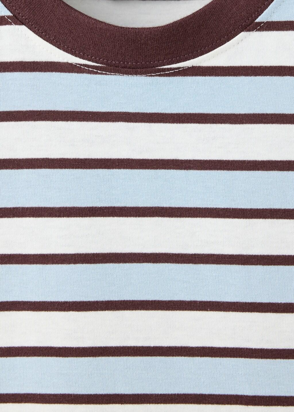 Blue Lt Pastel Cotton Striped T-Shirt, Kids Boy, Light-Pastel Blue, medium
