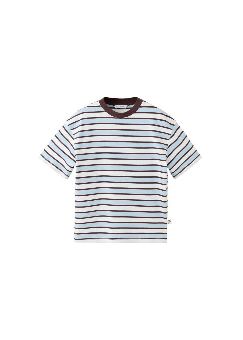 Blue Lt Pastel Cotton Striped T-Shirt, Kids Boy, Light-Pastel Blue, large image number 4