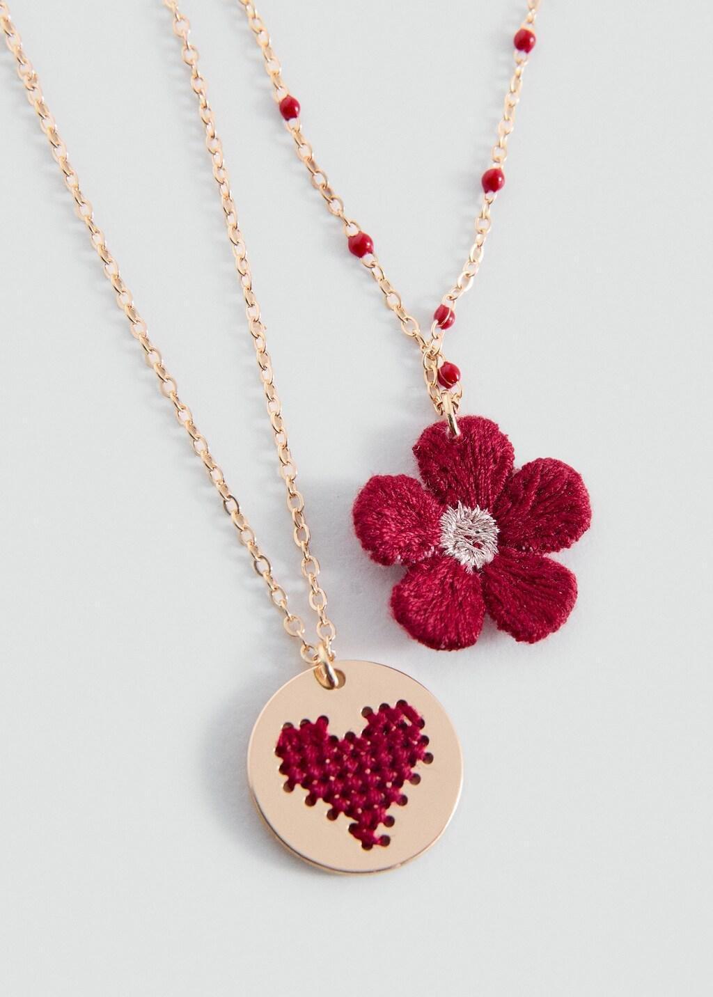 Gold Flower Necklaces, Set Of 2, Kids Girls, Gold, medium