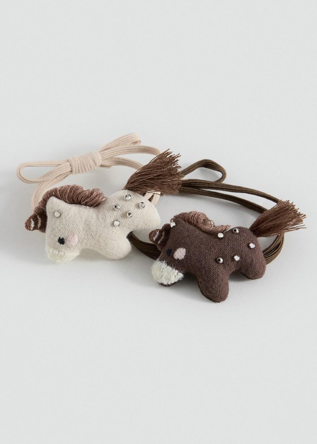 Brown Hair Bobbles, Set Of 2,Kids Girls, Light Pastel Brown, large image number 0